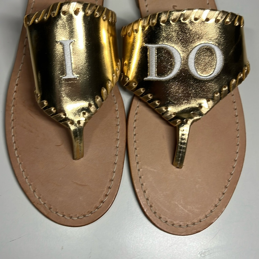 Jack Rogers Embroidered "I Do" Leather Thong Sandals Women’s Size 10 - Picture 4 of 9
